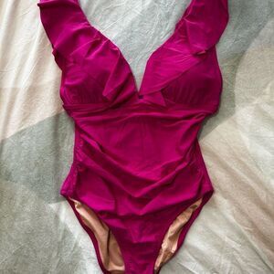 Vibrant Pink Ruffled Swimsuit